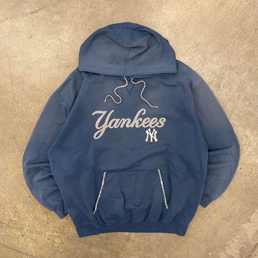 Vintage New York Yankees Lee Sport MLB Baseball 90s Script Hoodie Size XL